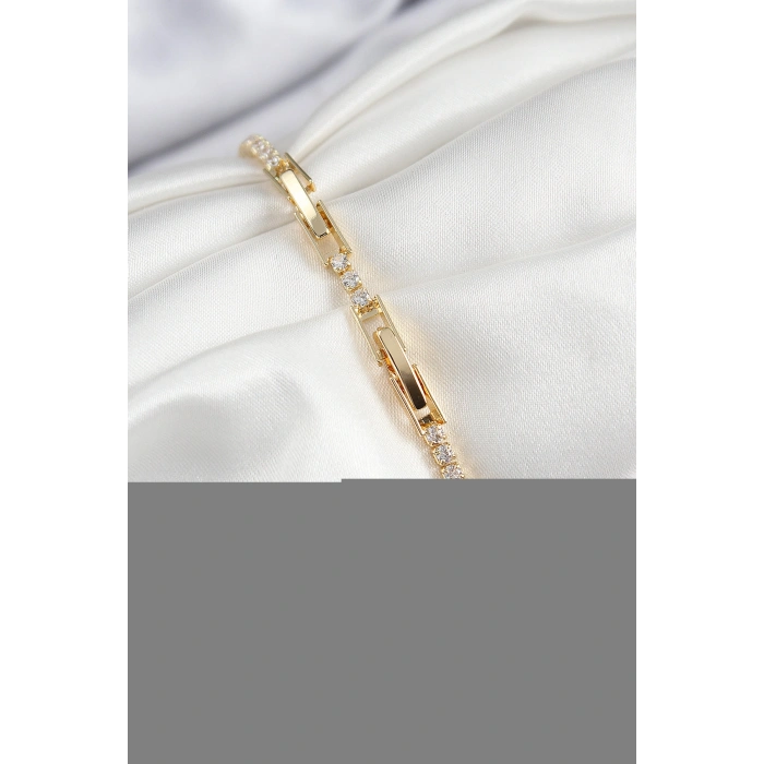 Erb Pirinç Zirkon Taşlı Kuğu Model Gold Renk Kadın Bileklik