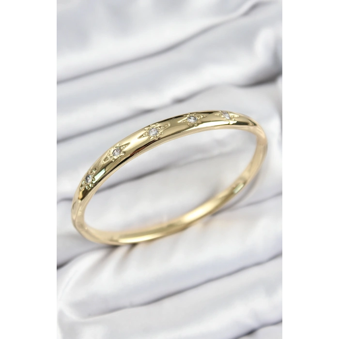 Erb Pirinç Zirkon Taşlı Kutup Yıldızı Model Gold Renk Kadın Kelepçe