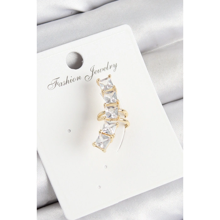 Erb Pirinç Zirkon Taşlı Model Gold Renk Sağ Kıkırdak Küpe