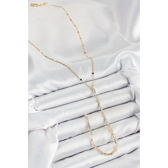 Erb Pirinç Zirkon Taşlı Model Gold Renk Y Kolye