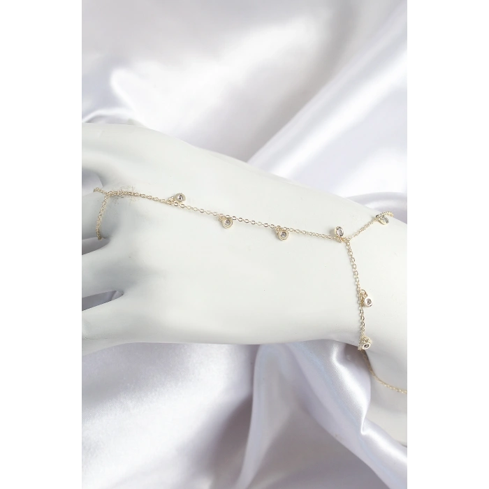 Erb Pirinç Zirkon Taşlı Sallantılı Model Gold Renk Kadın Şahmeran