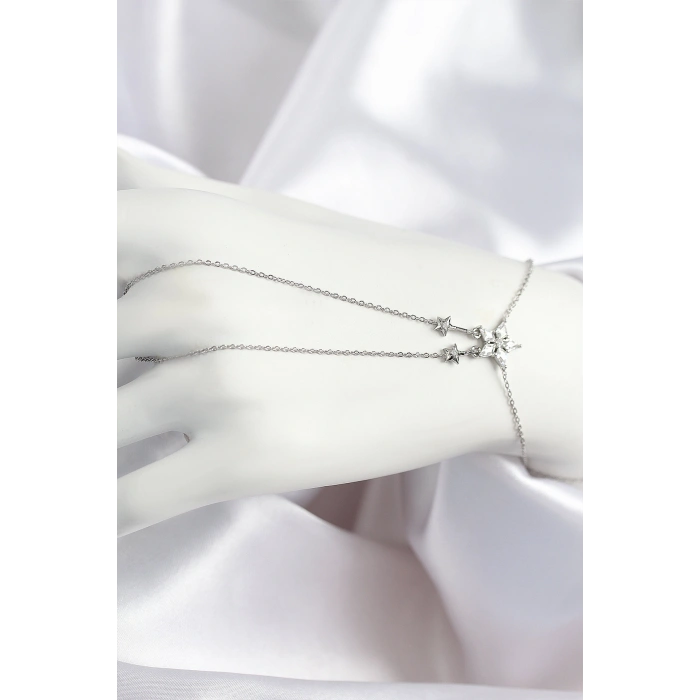 Erb Pirinç Zirkon Taşlı Yıldız Model Gümüş Renk Şahmeran