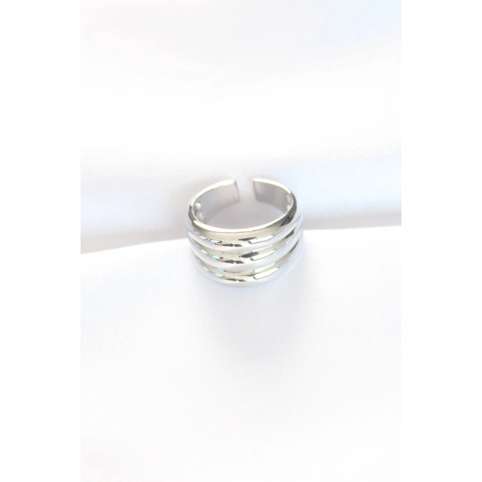 Erb Silver Renk Ayarlanabilir Çizgili Bombe Yüzük