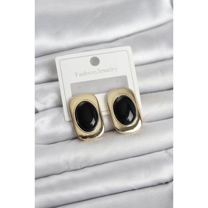 Erb Siyah Renk Kare Model Vintage Kadın Küpe