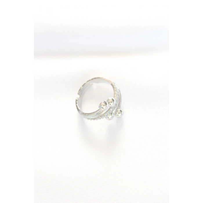 Erb Topçuk Model Zirkon Taşlı Silver Renk Ayarlanabilir Yüzük