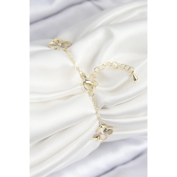 Erb VIP Pirinç Yonca Model Gold Renk Kadın Bileklik