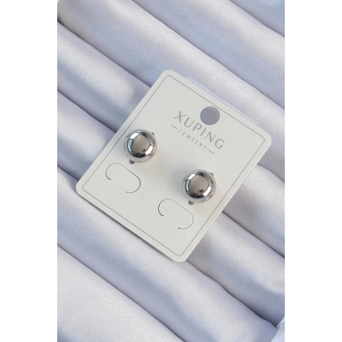 Erb Xuping Gümüş Renk Minimal Bombeli Oval Küpe