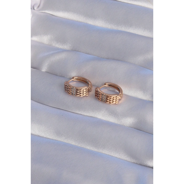 Erb XUPİNG Rose Renk Zirkon Taşlı İşlemeli Halka Küpe