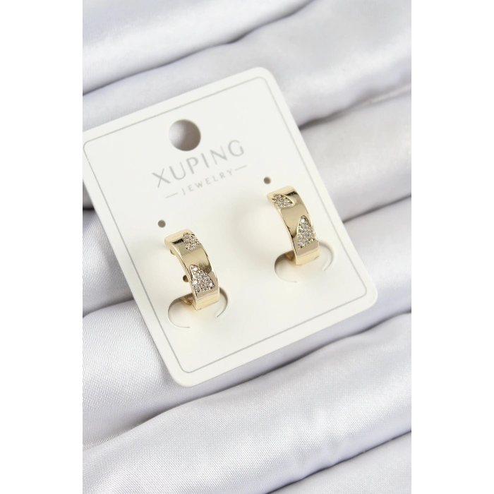 Erb Xuping Zirkon Taşlı Desenli Halka Model Gold Renk Kadın Küpe