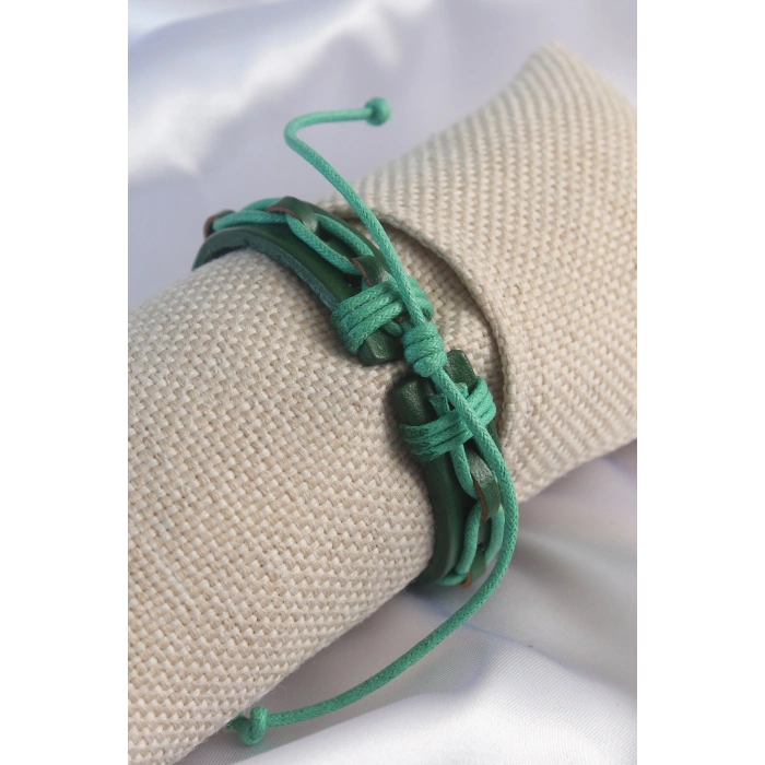 Erb Yeşil Renk Deri İpli Erkek Bileklik