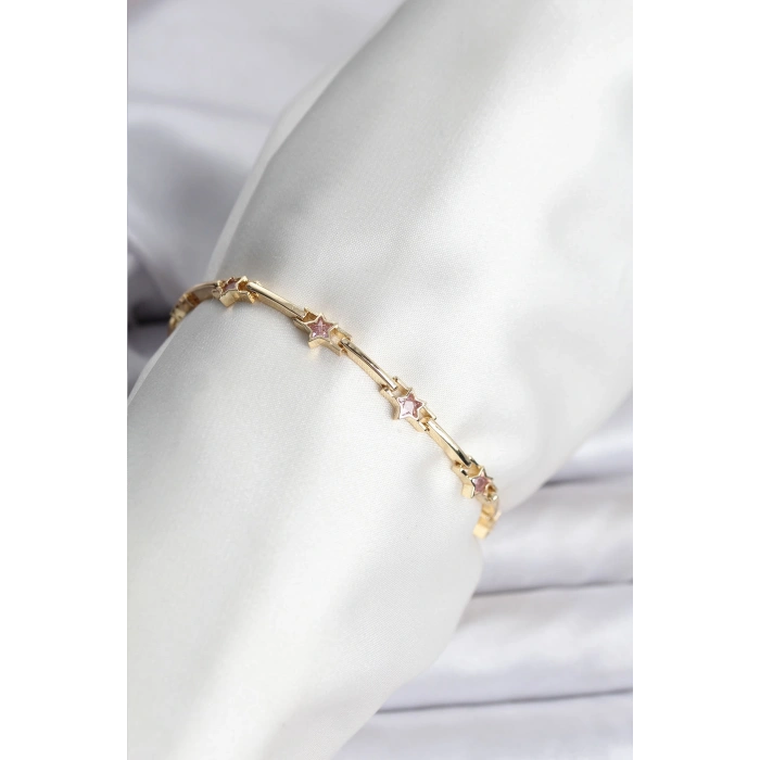 Erb Yıldız Model Gold Renk Pirinç Bileklik