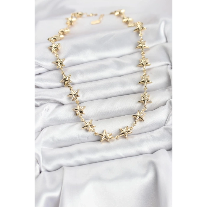 Erb Yıldız Model Pirinç Gold Renk Kadın Kolye