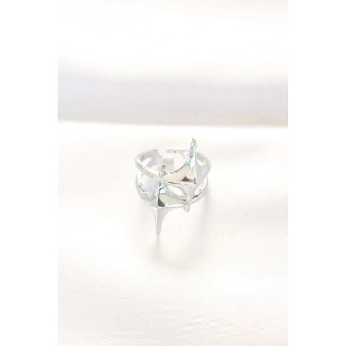 Erb Yıldız Model Silver Renk Ayarlanabilir Yüzük