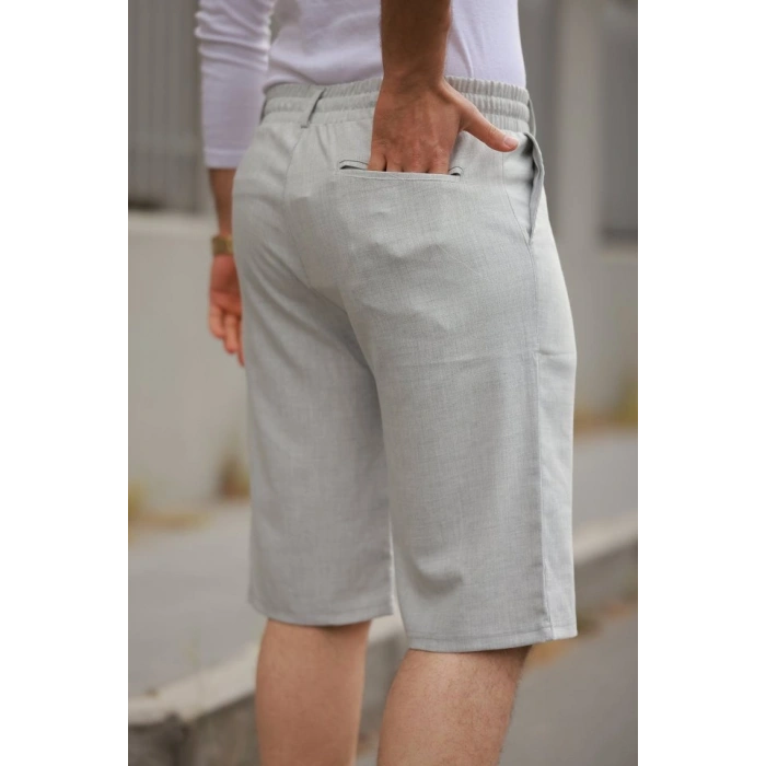 Erkek Beli Bağcıklı Ve Düğmeli Bezayağı Kumaş şort