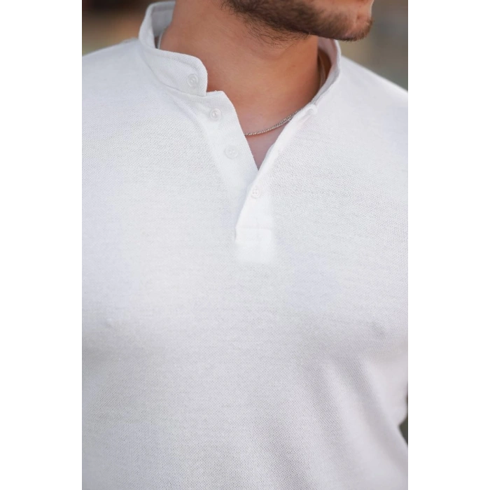 Erkek Hakim Yaka Dokuma Pamuklu Kumaş Kısa Kollu T-shirt