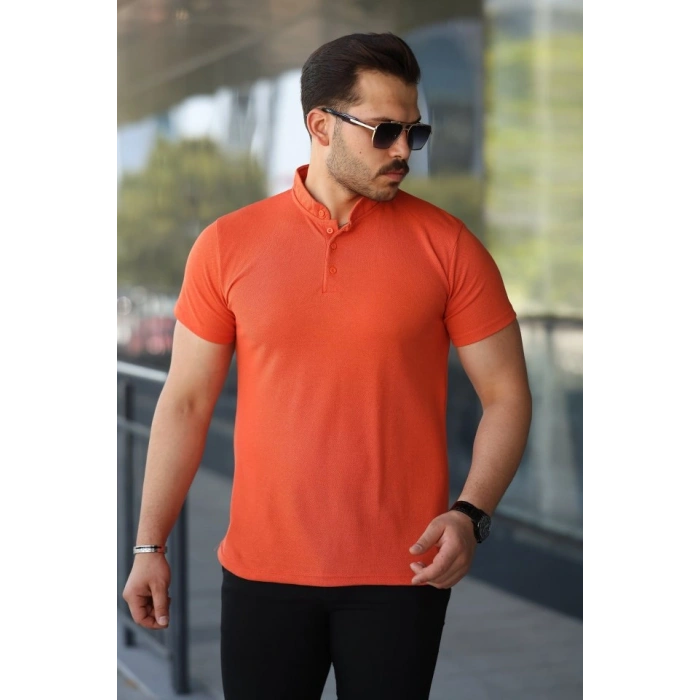 Erkek Hakim Yaka Dokuma Pamuklu Kumaş Kısa Kollu Tişört