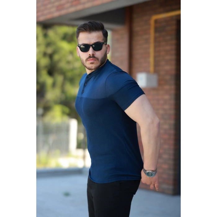 Erkek Hakim Yakalı Kısa Kollu Pamuklu T-shirt