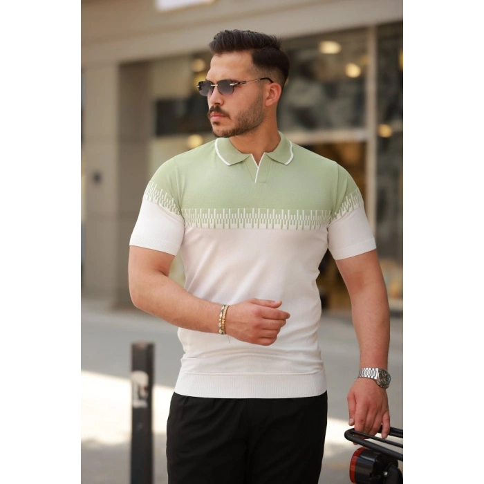 Erkek Hemşire Yaka çift Renk Kısa Kollu Tişört