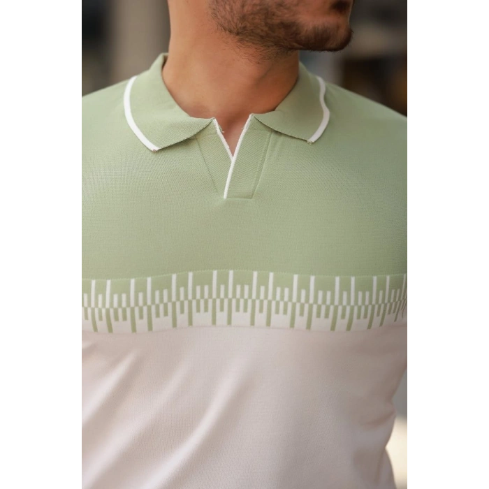 Erkek Hemşire Yaka çift Renk Kısa Kollu Tişört