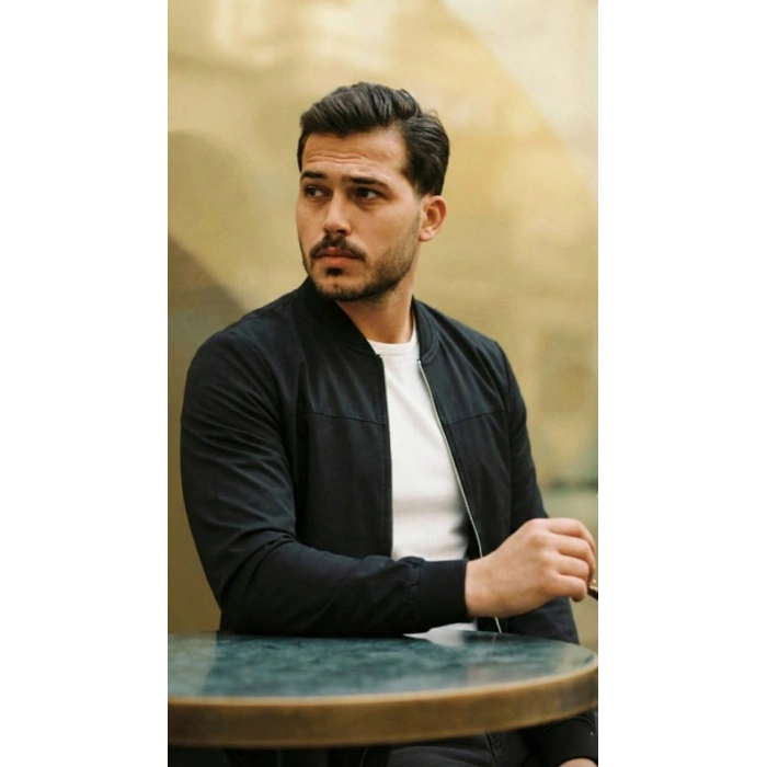 Erkek İçi Astarlı Su Geçirmez Bomber Mevsimlik Ceket - Siyah