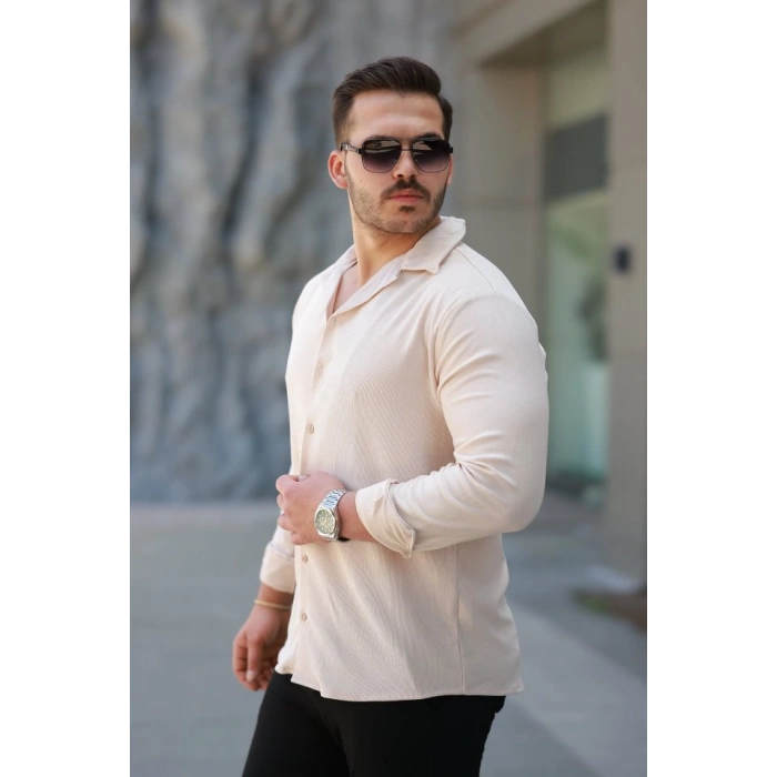 Erkek Kadife Dokulu Uzun Kollu Gömlek