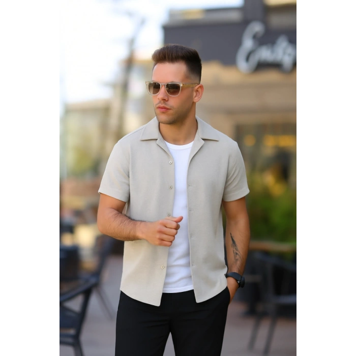 Erkek Kısa Kollu örme Kumaş Pamuklu Gömlek