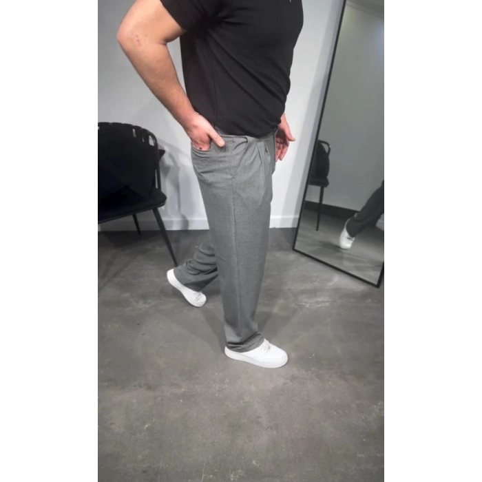 Erkek Pileli Kumaş Baggy Pantolon