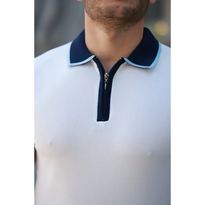 Erkek Renkli Yaka Kısa Kollu Tişört