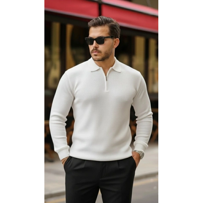 Erkek Selanik örme Yakalı Uzun Kollu Triko