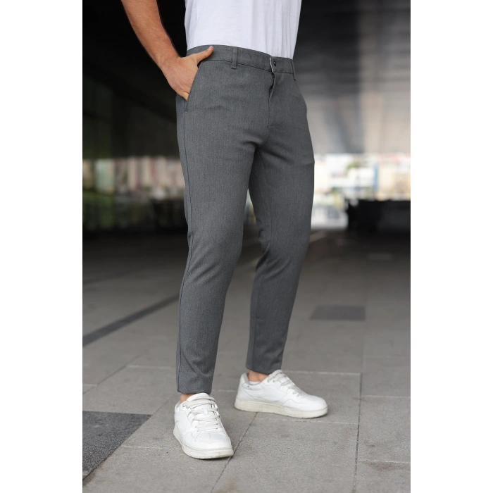 Erkek Slim Fit Likralı Gabardin Pantolon
