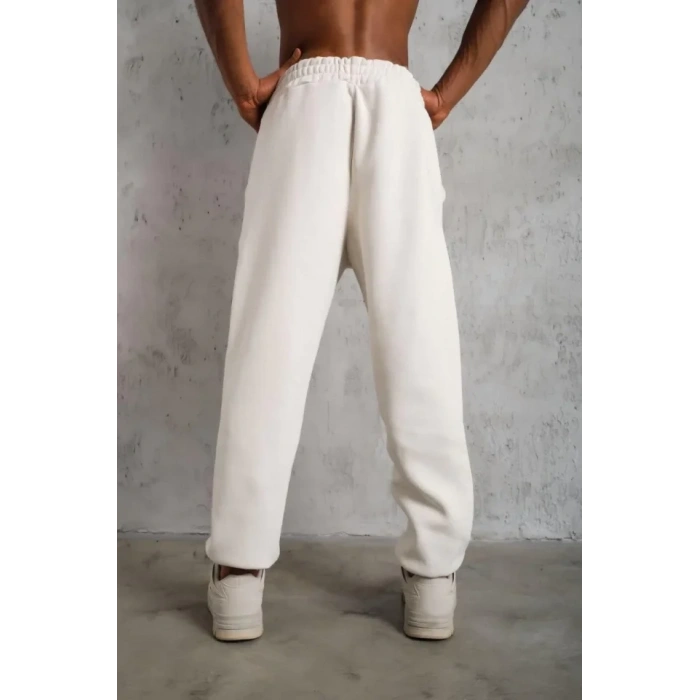 Erkek Üç İplik Alt Eşofman Lastikli - Beyaz