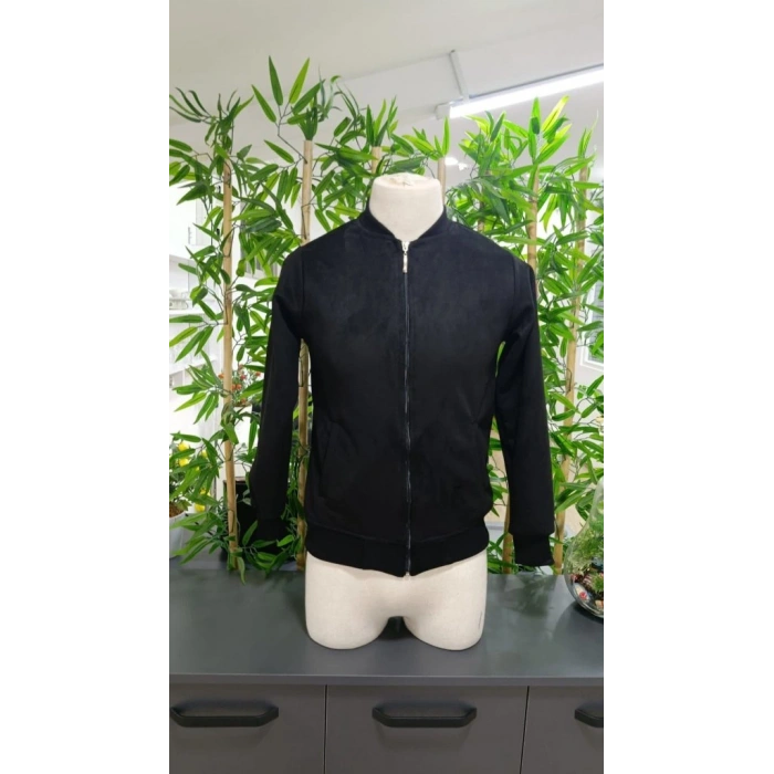 Erkek Uzun Kollu önden Fermuarlı Süet Ceket