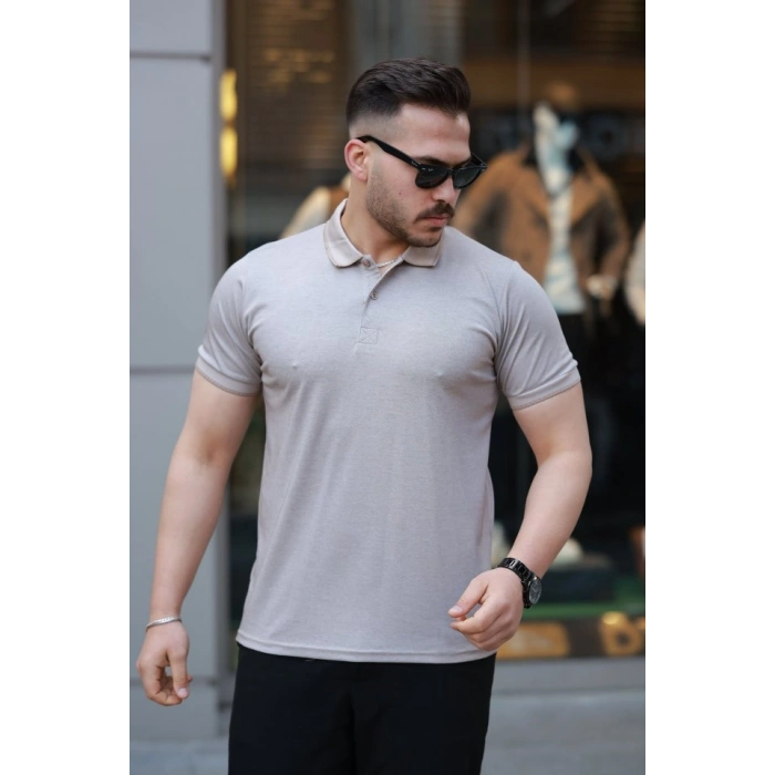 Erkek Yakalı Kagi Kumaş Kısa Kollu T-shirt