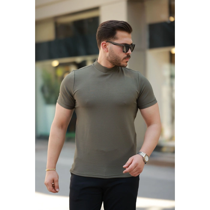 Erkek Yarım Balıkçı Yaka Kısa Kollu T-shirt