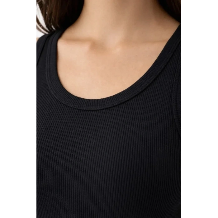 Fitilli Likralı Kaşkorse Atlet Vücuda Oturan Basic Şıklık - Siyah