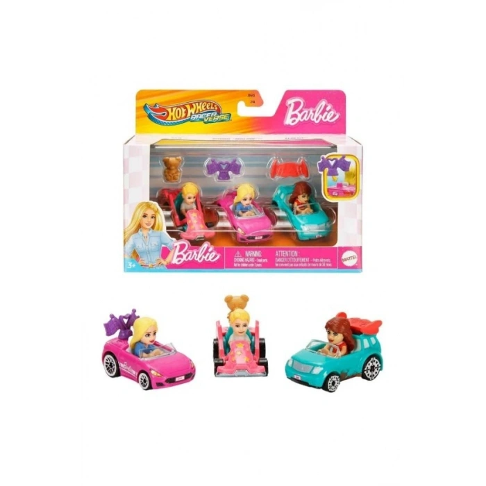 Hot Wheels Racerverse Barbie 3 lü Araba Seti JDG45