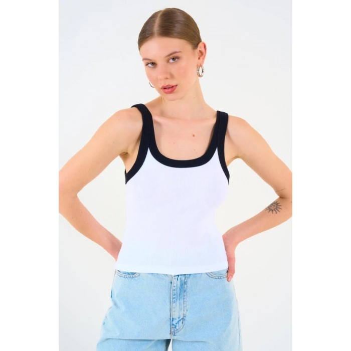 İki Renkli Atlet - Beyaz-Siyah