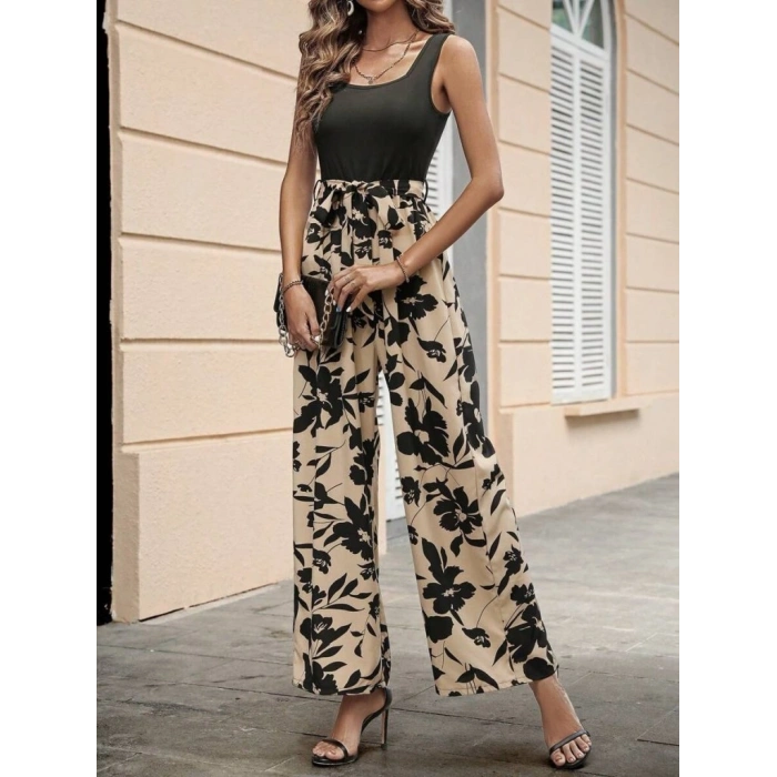 Kadın Askılı Yuvarlak Yaka Beli Kuşaklı üst Viskon Alt Dalgıç Tulum