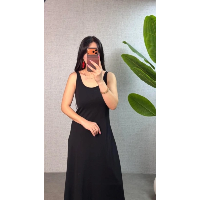 Kadın Askılı Yuvarlak Yaka Süprem Kumaş Elbise