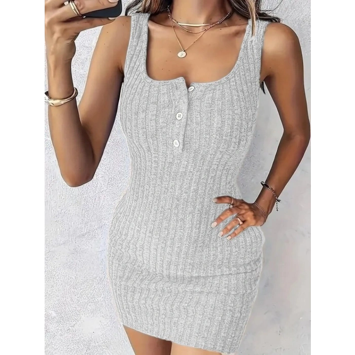 Kadın Askılı Yuvarlak Yakalı önü Düğmeli şardonlu Kaşkorse Mini Elbise Ve Kısa Ceket