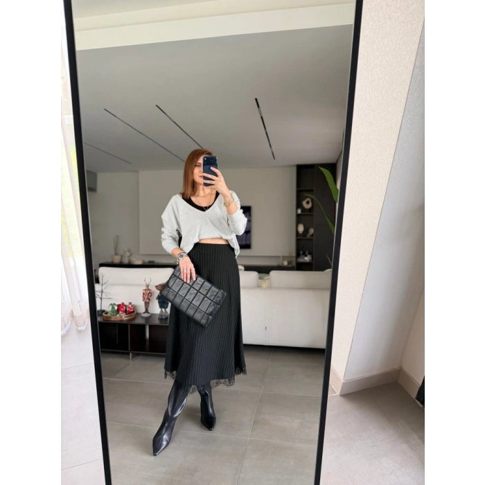 Kadın Atlet Bluz Ve Etek üçlü Takım