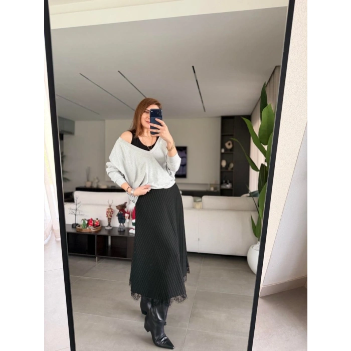 Kadın Atlet Bluz Ve Etek üçlü Takım