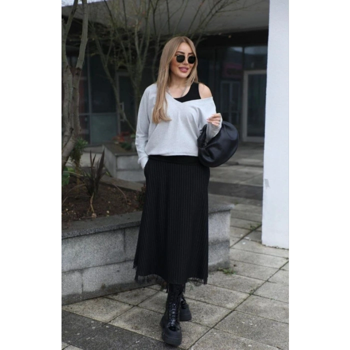 Kadın Atlet Bluz Ve Etek üçlü Takım