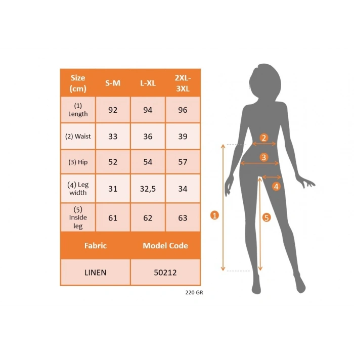 Kadın Bel Büzgü Ve Düğme Detay Kapri Keten Pantolon