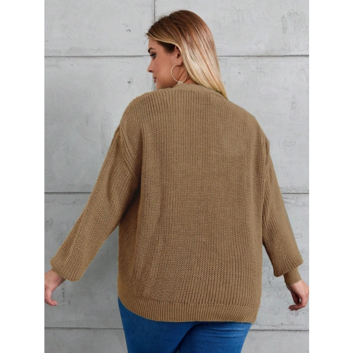 Kadın Beş Düğme Büyük Beden Triko Hırka