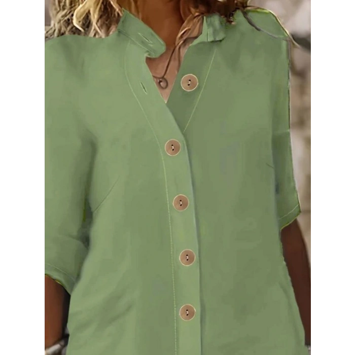 Kadın Kısa Kollu Hakim Yaka önden Düğmeli Kısa Müslim Elbise