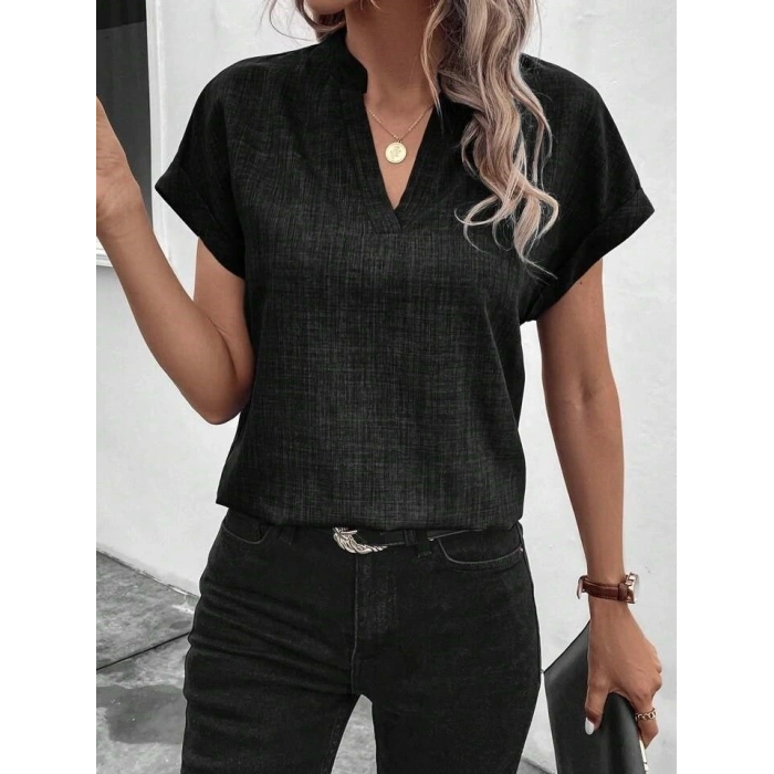 Kadın Kısa Kollu Hakim Yaka Sofya Bluz