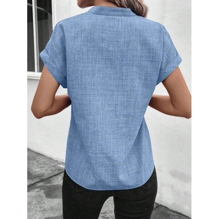 Kadın Kısa Kollu Hakim Yaka Sofya Bluz