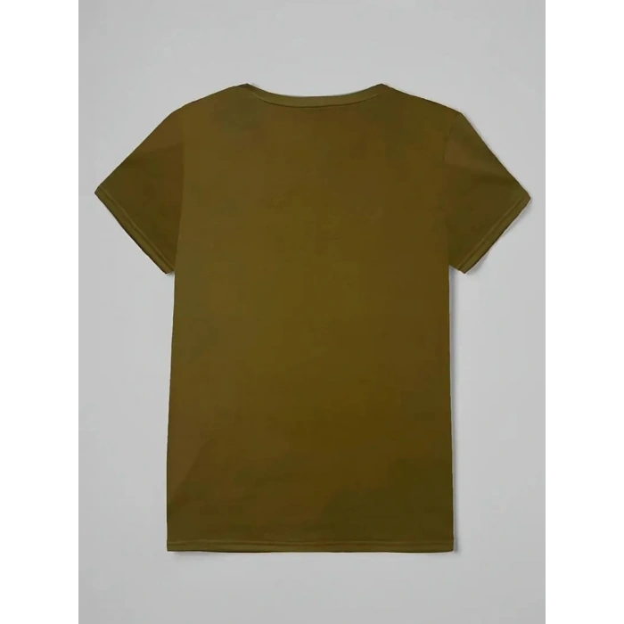 Kadın Kısa Kollu Kedi Ve Pati Baskılı Süprem T-shirt