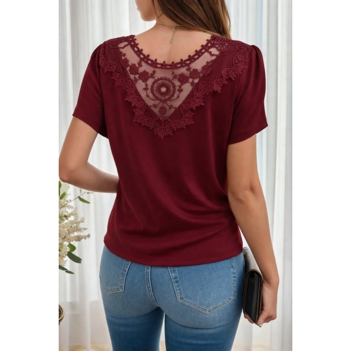 Kadın Kısa Kollu V Yakalı Viskon Bluz